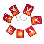 Batik rayon banner, 'Yoga Flags' - Red and Yellow Yoga Pose Rayon Flags Wall Decor Banner