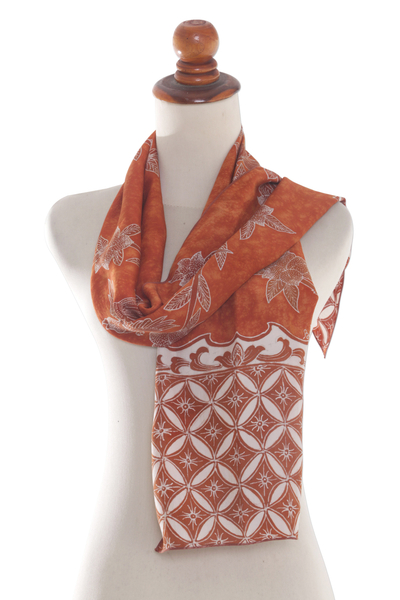 Silk batik scarf, 'Love Guide' - 100% Silk Scarf Hand Painted with Balinese Batik Designs