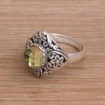 Prasiolite cocktail ring, 'Perennial Glamour' - Balinese Prasiolite and Sterling Silver Cocktail Ring