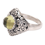 Prasiolite cocktail ring, 'Perennial Glamour' - Balinese Prasiolite and Sterling Silver Cocktail Ring