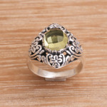 Prasiolite cocktail ring, 'Perennial Glamour' - Balinese Prasiolite and Sterling Silver Cocktail Ring