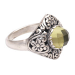 Prasiolite cocktail ring, 'Perennial Glamour' - Balinese Prasiolite and Sterling Silver Cocktail Ring
