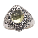 Prasiolite cocktail ring, 'Perennial Glamour' - Balinese Prasiolite and Sterling Silver Cocktail Ring