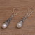 Cultured pearl dangle earrings, 'Afternoon Dew' - Cultured Pearl Sterling Silver Raindrop Dangle Earrings (image 2b) thumbail