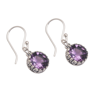 Amethyst dangle earrings, 'Temptation Purple' - Amethyst Round Faceted Dangle Earrings
