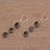 Garnet dangle earrings, 'Everlasting Trinity' - Handmade Balinese Garnet and Sterling Silver Dangle Earrings (image 2b) thumbail