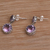 Amethyst dangle earrings, 'Memory Everlasting' - Handmade Amethyst and Sterling Silver Dangle Earrings (image 2b) thumbail
