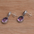 Amethyst dangle earrings, 'Vivacity' - Handmade Amethyst and Sterling Silver Dangle Earrings (image 2b) thumbail