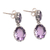 Amethyst dangle earrings, 'Vivacity' - Handmade Amethyst and Sterling Silver Dangle Earrings (image 2d) thumbail