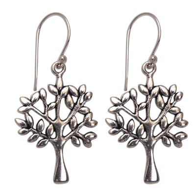 Sterling silver dangle earrings, 'Lemon Trees' - Artisan Crafted Sterling Silver Tree Earrings from Bali