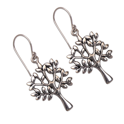 Sterling silver dangle earrings, 'Lemon Trees' - Artisan Crafted Sterling Silver Tree Earrings from Bali