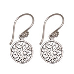 Sterling silver dangle earrings, 'Leafy Windows' - Circular Tree Sterling Silver Dangle Earrings from Bali
