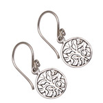 Sterling silver dangle earrings, 'Leafy Windows' - Circular Tree Sterling Silver Dangle Earrings from Bali