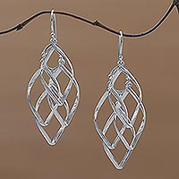 Sterling silver dangle earrings, 'Pesona' - Sterling Silver Dangle Earrings Handcrafted in Bali