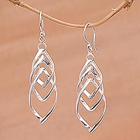 Sterling silver dangle earrings, 'Graceful Pesona' - Sterling Silver Dangle Earrings Handcrafted in Bali