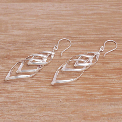 Sterling silver dangle earrings, 'Graceful Pesona' - Sterling Silver Dangle Earrings Handcrafted in Bali