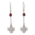 Garnet dangle earrings, 'Dragonfly Altar' - Handmade 925 Sterling Silver Garnet Dragonfly Earrings