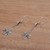 Garnet dangle earrings, 'Dragonfly Altar' - Handmade 925 Sterling Silver Garnet Dragonfly Earrings