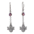 Amethyst dangle earrings, 'Dragonfly Altar' - Handmade 925 Sterling Silver Amethyst Dragonfly Earrings