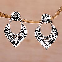Sterling silver dangle earrings, 'Royal Essence' - Handmade in Bali 925 Sterling Silver Dangle Earrings