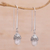 Sterling silver dangle earrings, 'Balinese Acorn' - Handmade 925 Sterling Silver Cultured Pearl Dangle Earrings