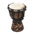 Mahogany mini djembe drum, 'Turtle Beat' - Turtle-Themed Mahogany Mini Djembe Drum from Bali