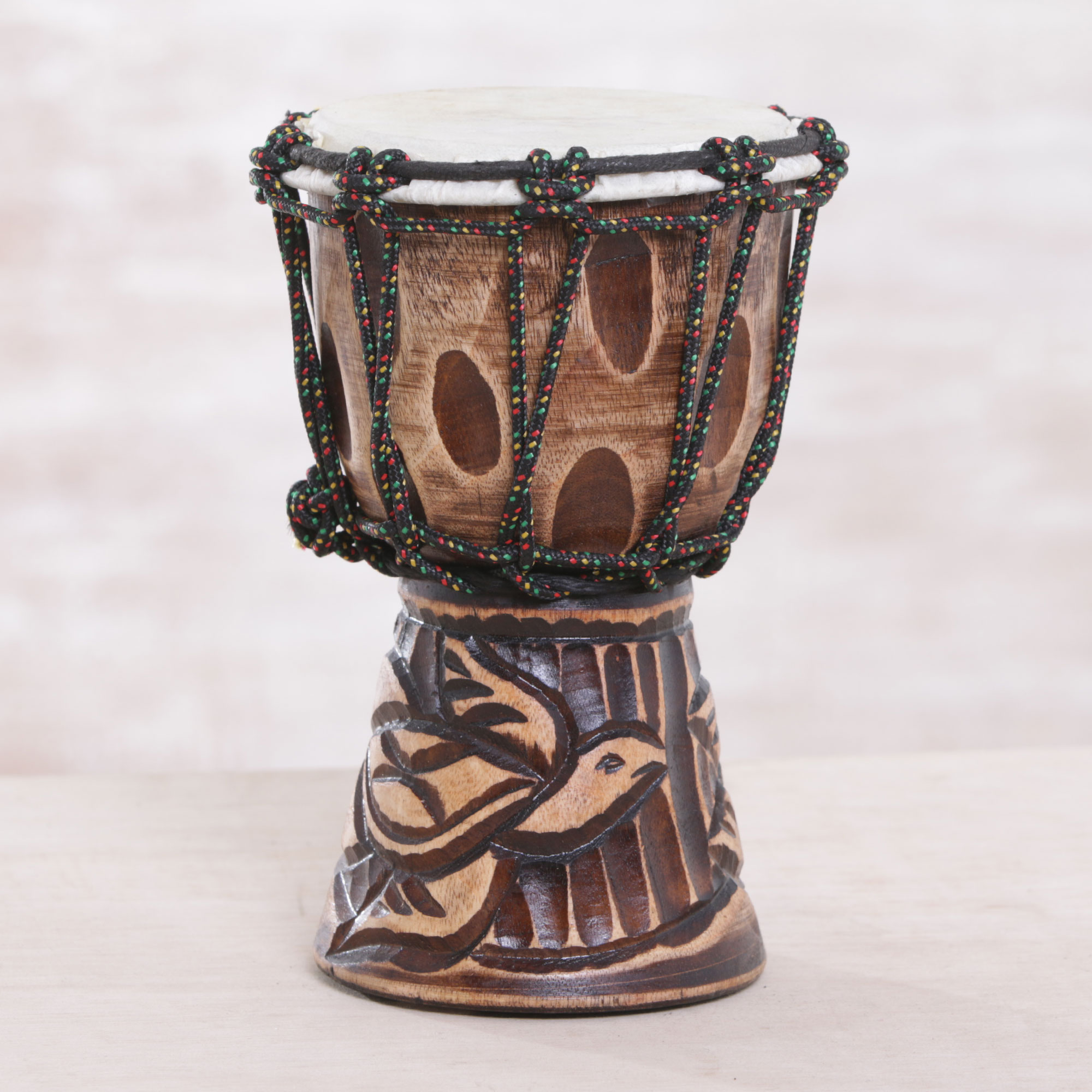 Unicef Market Turtle Themed Mahogany Mini Djembe Drum From Bali