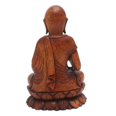 Handmade Suar Wood Buddha Sculpture Hand Carved in Bali - Praying ...