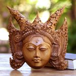 Wood mask, 'Legong Kraton' - Suar Wood Wall Mask of a Legong Kraton Dancer from Bali