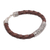 Leather and sterling silver bracelet, 'Lost Kingdom in Brown' - Sterling Silver and Leather Cord Bracelet from Bali (image 2c) thumbail