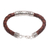 Leather and sterling silver bracelet, 'Lost Kingdom in Brown' - Sterling Silver and Leather Cord Bracelet from Bali (image 2d) thumbail