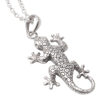 Halskette mit Anhänger aus Sterlingsilber - Handgefertigt in Bali 925 Sterling Silber Gecko-Anhänger-Halskette