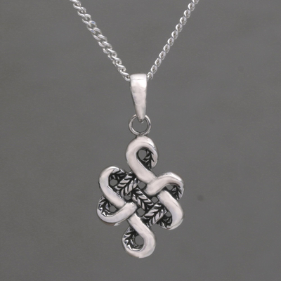 Handmade in Bali 925 Sterling Silver Knot Pendant Necklace - Life