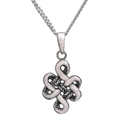 Handmade in Bali 925 Sterling Silver Knot Pendant Necklace