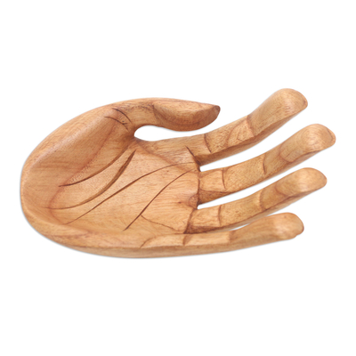 Sammelskulptur aus Holz - Von Hand geschnitzte handgefertigte Handskulptur aus Suar-Holz