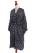 Rayon short robe, 'Sensational Swirls' - White Swirls on Black Rayon Short Robe (image 2c) thumbail