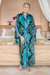 Rayon batik robe, 'Atmosphere' - Teal Black and Blue Rayon Batik Long Sleeved Lounge Robe (image 2) thumbail