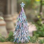 Recycled paper figurine, 'Christmas Fir' - Handmade Upcycled Recycled Paper Tree Ornament Indonesia