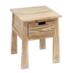 Teak wood accent table, 'Craftsman in White' - Handcrafted Teak Wood One Drawer Whitewashed Accent Table