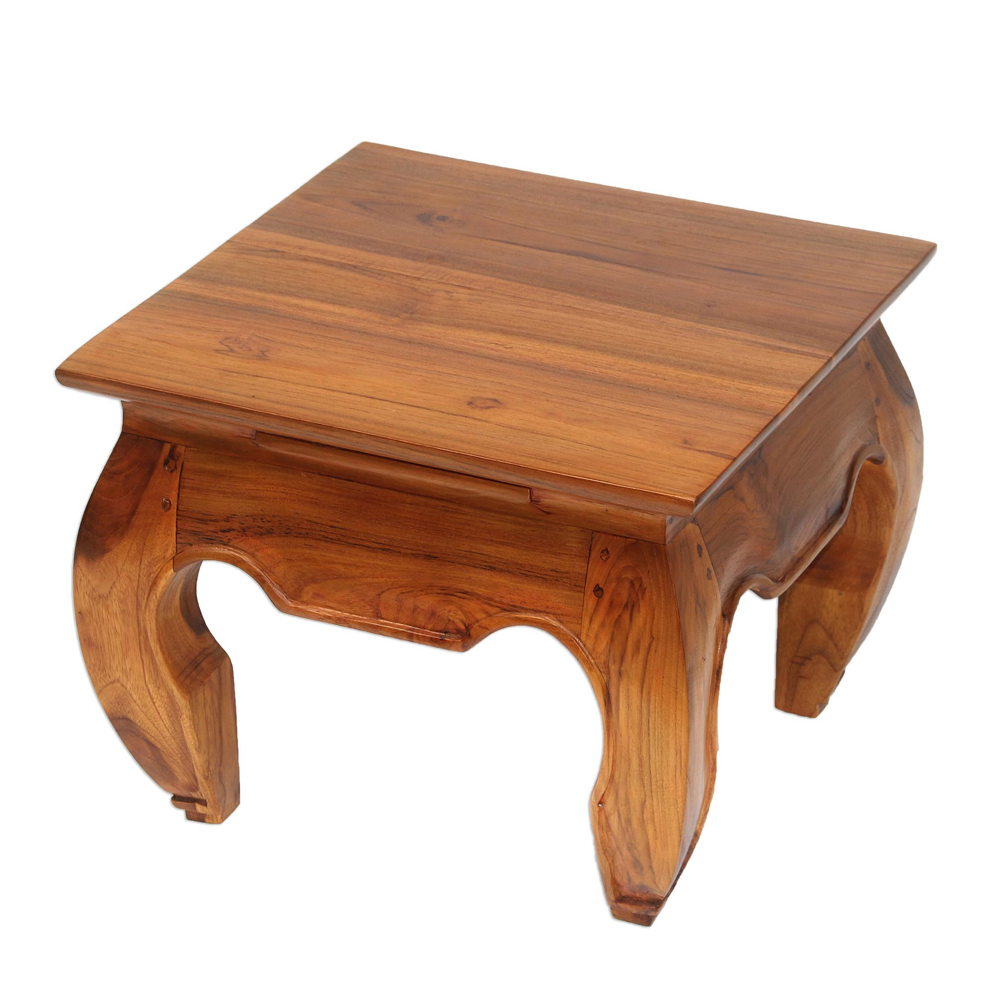 Handmade Teak Wood Wide Top End Table Hand Carved in Bali Kuta Beach