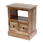 Teak wood nightstand, 'Tabanan Classic' - Handmade Carved Natural Teak Wood Nightstand With Drawers