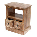 Teak wood nightstand, 'Tabanan Classic' - Handmade Carved Natural Teak Wood Nightstand With Drawers