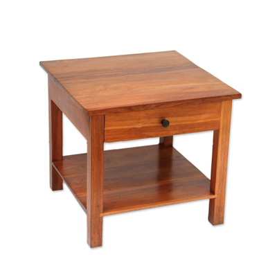 Teak wood nightstand, 'Ubud Style' - Handcrafted Teak Wood Nightstand from Bali