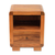 Mesa de acento de madera de teca, 'Mod Appeal' - Mesa de centro de madera de teca hecha a mano con un solo cajón y un estante