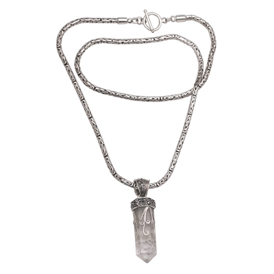 Halskette mit Quarzanhänger - Handgefertigte Halskette mit Quarzanhänger aus 925er Sterlingsilber