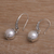 Cultured pearl dangle earrings, 'Purnama Moon' - Moon Inspired Handmade 925 Silver Cultured Pearl Earrings