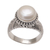 Cultured pearl cocktail ring, 'Moonlight Glyph' - Handmade 925 Sterling Silver Cultured Pearl Cocktail Ring