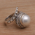 Cultured pearl cocktail ring, 'Coiled Asp' - Handmade 925 Sterling Silver Cultured Pearl Snake Ring (image 2c) thumbail