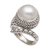 Cultured pearl cocktail ring, 'Coiled Asp' - Handmade 925 Sterling Silver Cultured Pearl Snake Ring (image 2d) thumbail