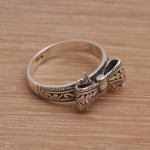 Sterling silver cocktail ring, 'Lifes Gift' - Balinese Handmade 925 Sterling Silver Bow Cocktail Ring